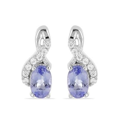 BUY STERLING SILVER NATURAL TANZANITE GEMSTONE CLASSIC EARRINGS